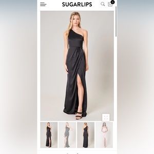 Sugarlips RSVP XS Black Satin Dress-One Shoulder-Brand New with Tags
